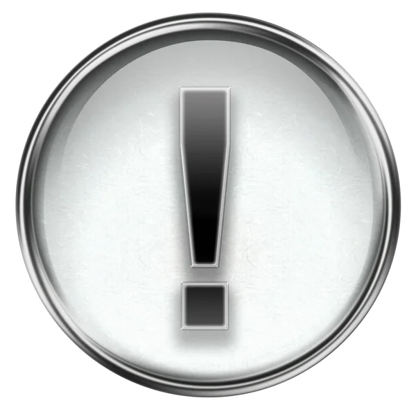 Icona simbolo esclamativo grigio, isolata su sfondo bianco — Foto Stock