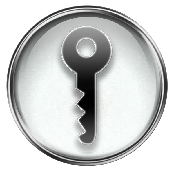 Key icon grey, isolated on white background. — Stok fotoğraf