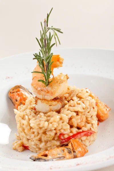 stock image Delicious risotto with seafood