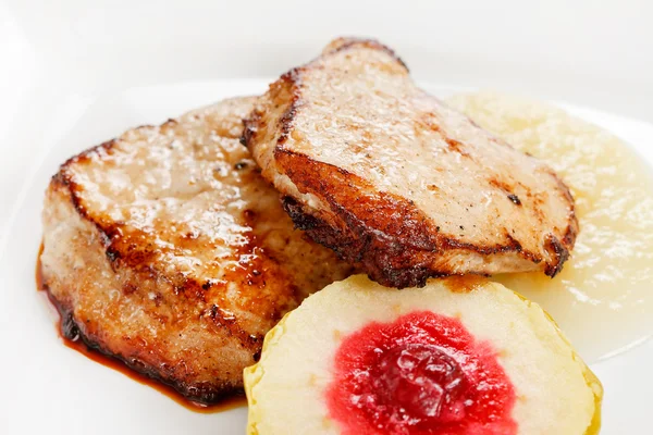 stock image Grilled pork with apple