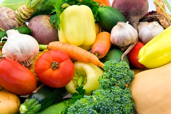 Färska ekologiska grönsaker mix från min trädgård — Stockfoto