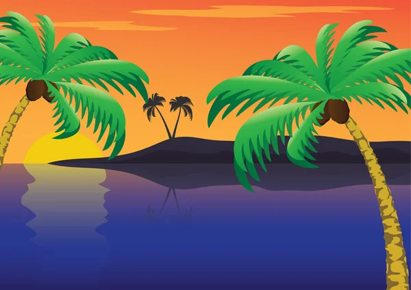 Tropisk solnedgång — Stock vektor