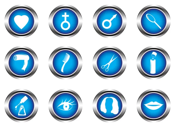Set of twelve blue buttons — Stock Vector