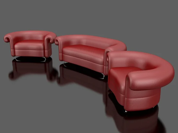 Червоний шкіряний диван — стокове фото
