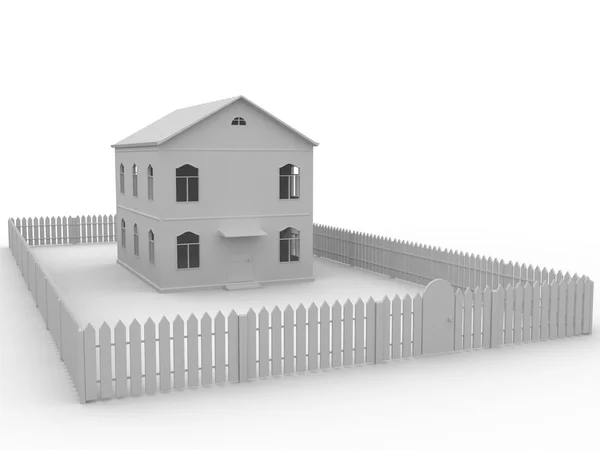 Haus und Zaun — Stockfoto