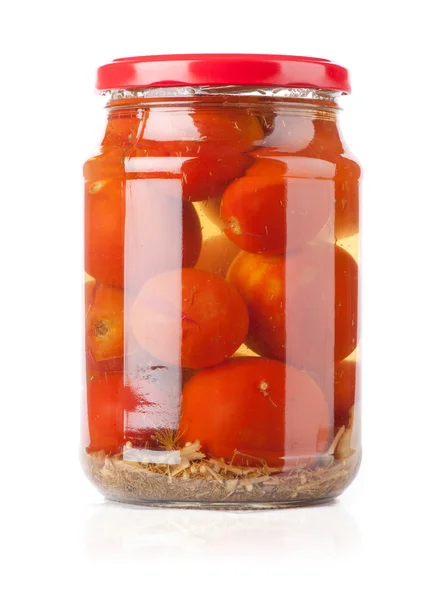 Preserves. Pickled tomato in glass — Stock Photo, Image