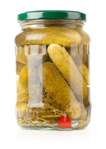 Pickles in a glass jar — Stock Photo, Image