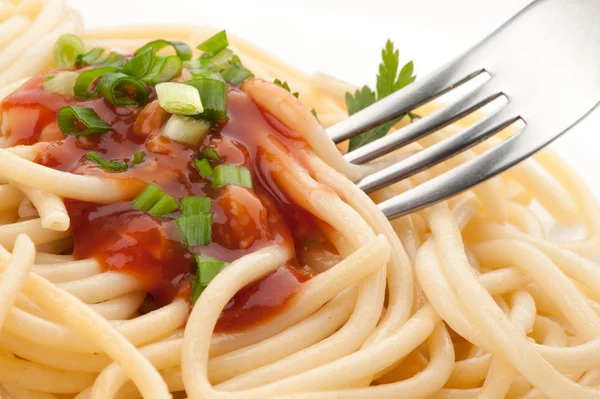 Makarony z sosem pomidorowym — Zdjęcie stockowe