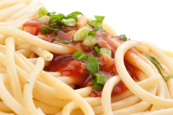 Pasta de espaguetis con salsa de tomate — Foto de Stock