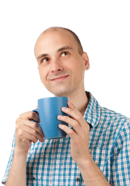Портрет молодого чоловіка, який п'є каву — стокове фото
