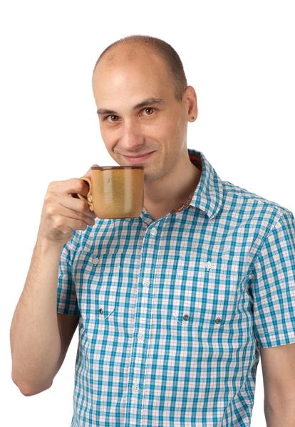 stock image Portrait of a young man drinking coffee