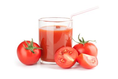 Glass of fresh tomato juice clipart