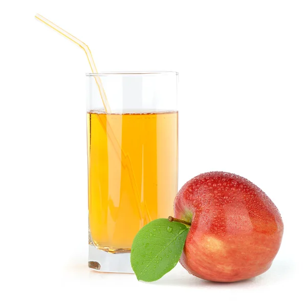 Rött äpple med juice — Stockfoto