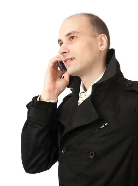 Beszél a telefonon, jóképű üzletember — Stock Fotó