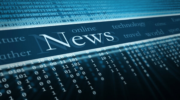 Technology background, News text in perspective