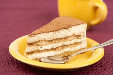 Plate of tiramisu cake clipart