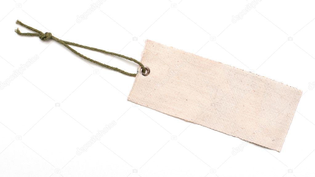 Close-up of an empty tag on pure white background