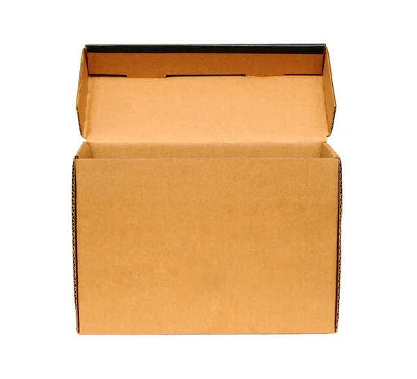 Apri la scatola di cartone. Isolato su sfondo bianco . — Foto Stock