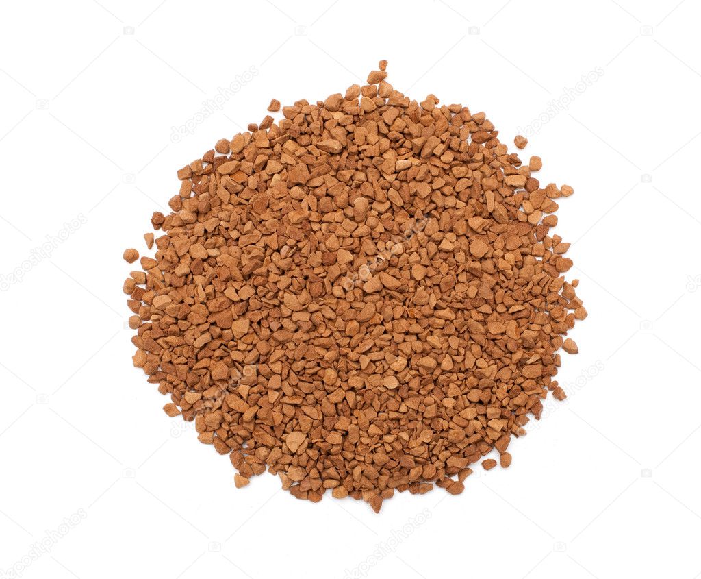 Instant Coffee Granules Isolated on White Background