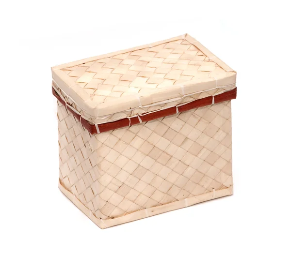 Decorative strawy basket isolated on white background — Stock Photo, Image