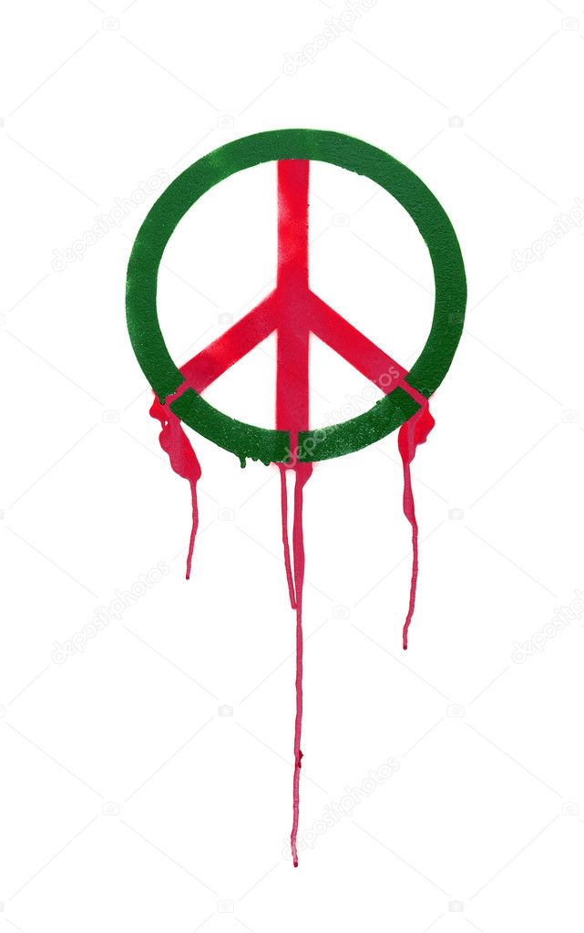 Highly detailed close up image of a grunge peace sign graffiti