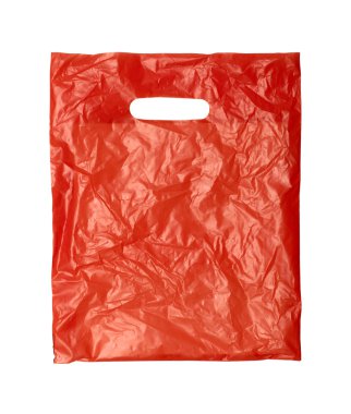 Close up of a orange plastic bag on white background with clippi clipart