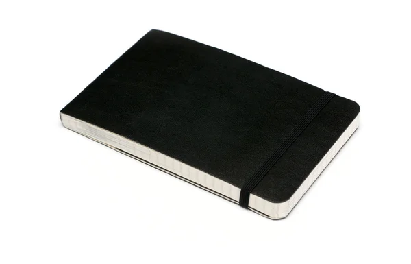 Czarny notatnik na białym tle — Zdjęcie stockowe