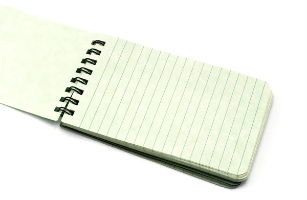 Bloco de notas aberto isolado no fundo branco — Fotografia de Stock