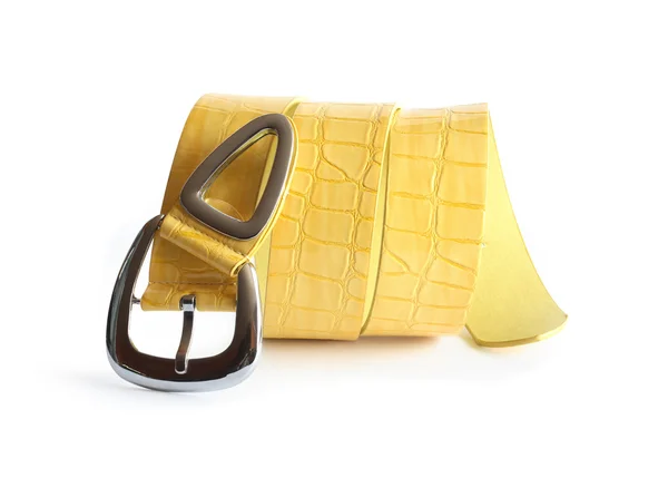 Cinturão amarelo em branco — Fotografia de Stock