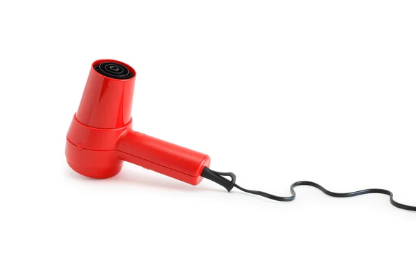 Secador de cabelo vermelho com cabo — Fotografia de Stock
