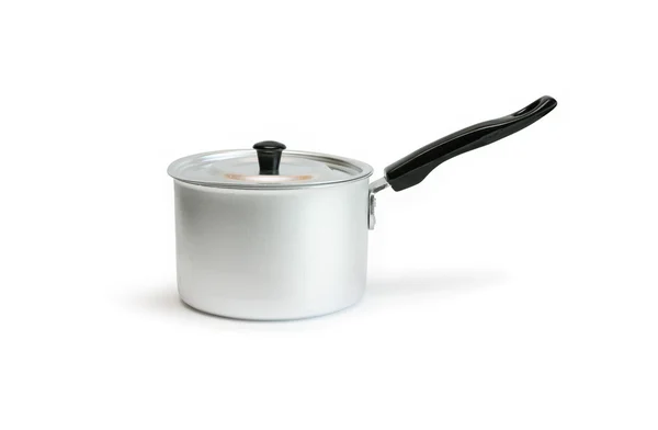 Aluminium sausepan op wit — Stockfoto