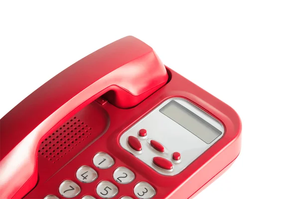 Beyaz üzerine kırmızı telefon — Stok fotoğraf