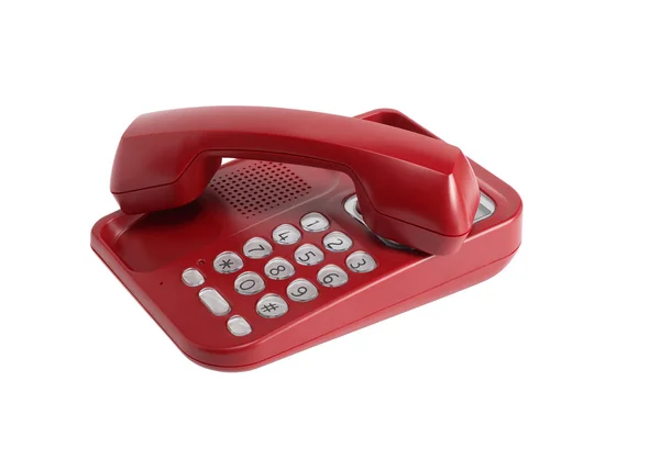 Rode telefoon op wit — Stockfoto