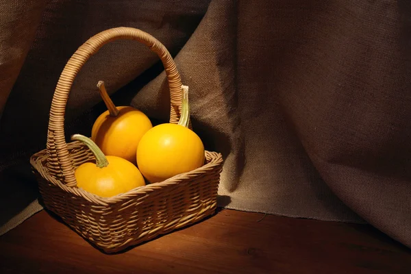 Pumpkins In The Basket — Stock Photo, Image