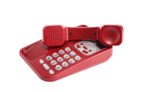 Beyaz üzerine kırmızı telefon — Stok fotoğraf