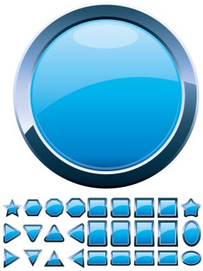 28 blue buttons clipart