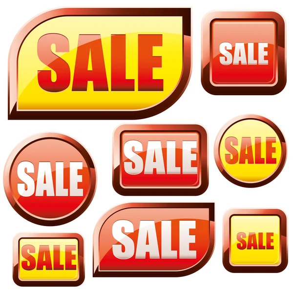 Red and Yellow Sale buttons — Stock Vector