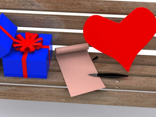 Gifts on bench — Stock Photo, Image
