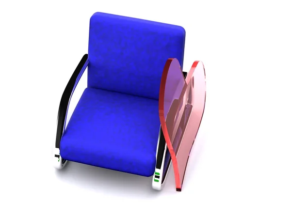 扶手椅和玻璃心 — 图库照片
