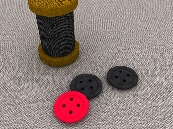 Bobina e uns botões — Fotografia de Stock