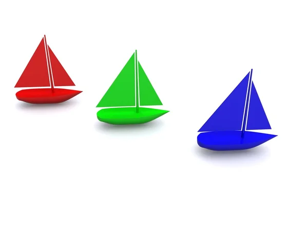 Color ships. 3d — Stock Photo, Image