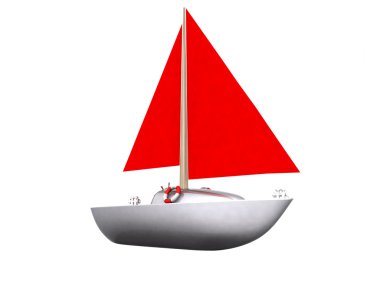 Ship. 3D yacht sport icon clipart