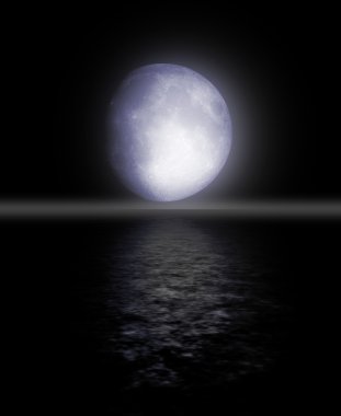 Full moon reflected in water clipart