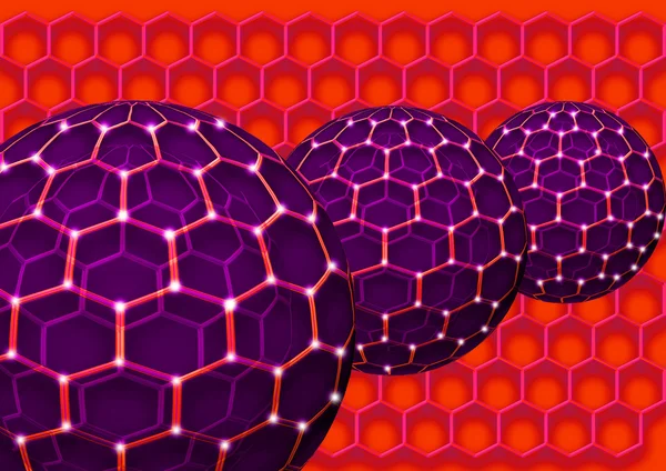 Three spheres and honeycombs — Stock Photo, Image