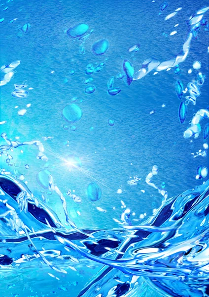 青い水と水のスプラッシュ — ストック写真