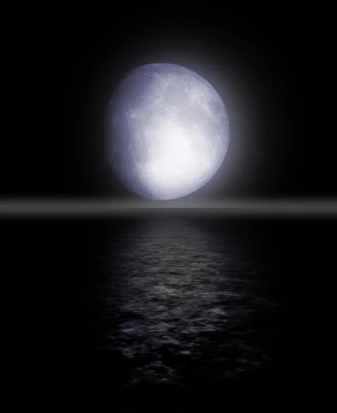 Fuldmåne afspejlet i vand - Stock-foto