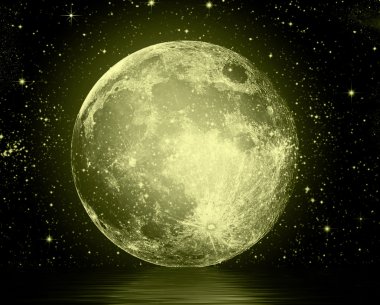 Full moon reflected in water clipart