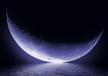 Half of moon in the dark blue sky clipart