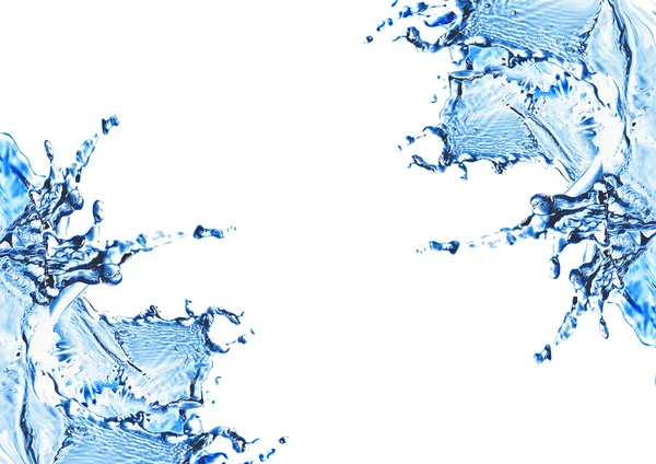 Mavi su ve su sıçraması — Stok fotoğraf