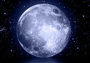 Full moon reflected in water clipart